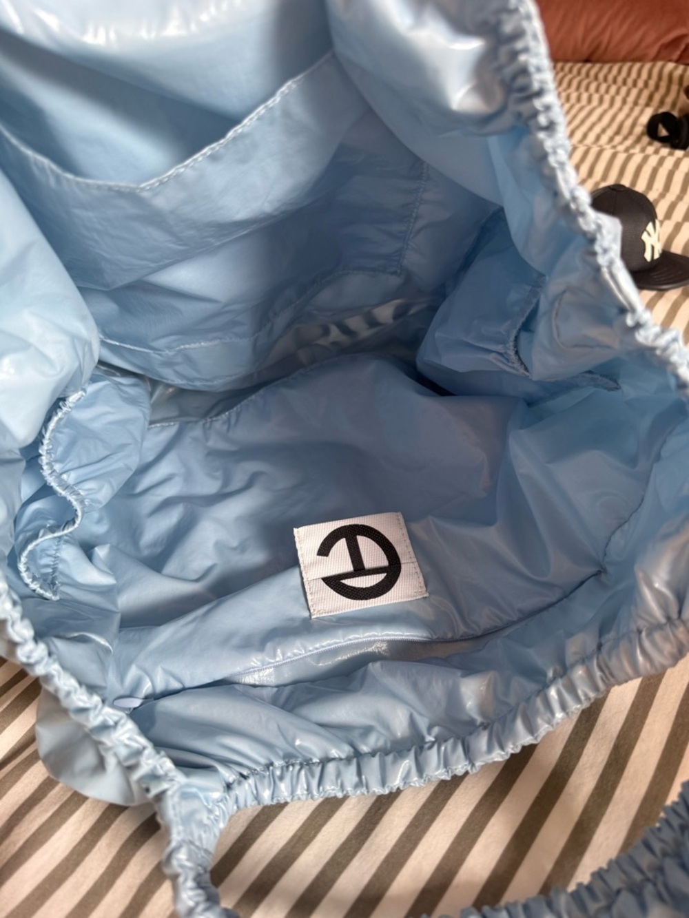 Telfar brand new Blue "Thank You for Shopping" Reusable Nylon Tote Bag - Picture 5 of 6